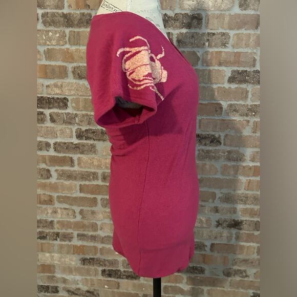 Gsus sindustries beetle scarab featured wool blend wine red knit top sz medium - Picture 4 of 12